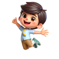  cartoon kid jumping with joy transparent background