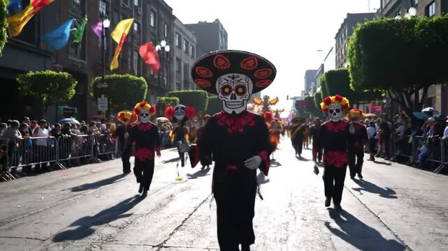 Vibrant Celebration of Life and Death at a Dia de los Muertos Parade