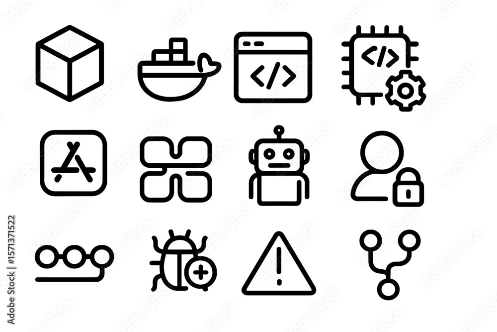 Poster technology and coding icons vector illustration for digital design projects