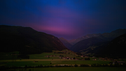 beautiful colorful sunset over the mountains in the hohen tauern national park in austria, at a summer evening