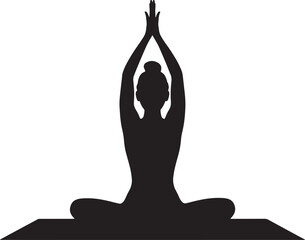 Silhouette of person meditating on mat yoga meditation