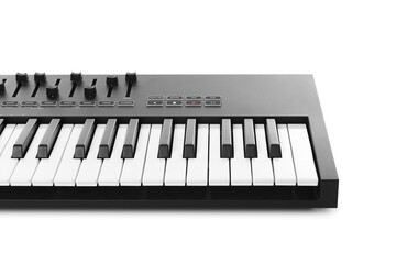 Fototapeta premium One portable MIDI keyboard isolated on white