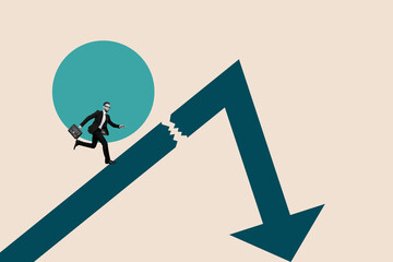 Design zine 3d poster image photo collage of inexperienced businesswoman businessman stand arrow...
