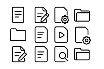 Minimalist document and folder icons vector illustration for digital design projects