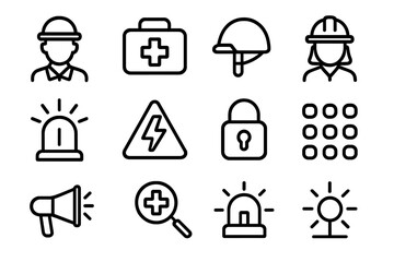 Safety and security icons vector illustration for design projects in flat style