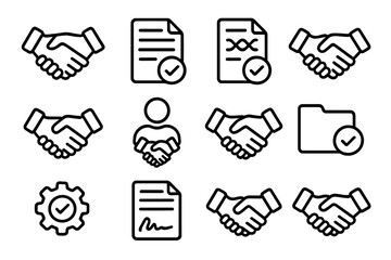 Business agreements and documentation vector illustration in monochrome icon set for design and branding