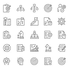Action Plan Line Icons &ndash; Strategic Planning, Task Management & Goal Setting Icon Pack
