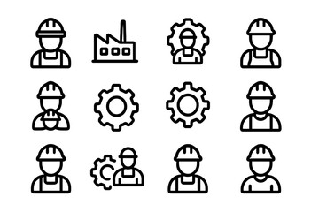 Industry and engineering icons vector illustration - factory worker gear, hard hat design for digital use