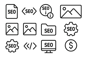 Seo technology icons vector illustration for digital marketing and web design