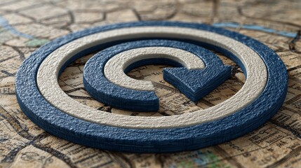 Digital painting of u-turn symbol over chaotic cityscape gigapixel standard abstract urban environment action concept