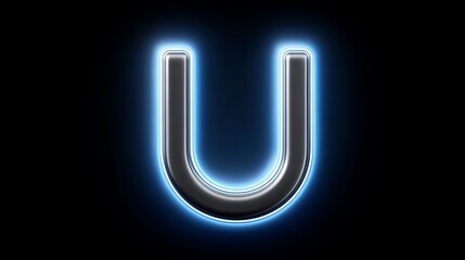 U-turn icon glowing in a black void abstract symbol of direction in digital art conceptual design futuristic environment