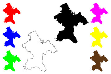 Hachinohe city (Japan, Nihon-koku or Nippon-koku, Tohoku region) map vector illustration, scribble sketch Hachinohe-shi map