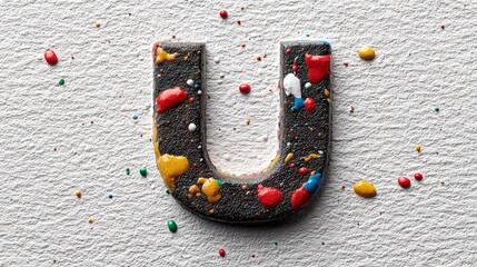 Abstract u-turn sign in paint-splashed textured canvas creative art environment gigapixel standard viewpoint