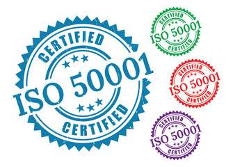 Power Efficiency Certified Stamps, ISO 50001 Management Label Vectors