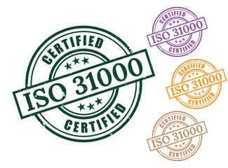 ISO 31000 Certified Stamp Vector Set, Risk Management System Label