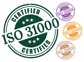 Risk Management Certification Badges, ISO 31000 Stamp Vector Pack