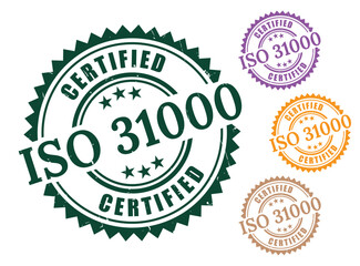 Enterprise Risk Management Icons, ISO 31000 Quality Label Vectors