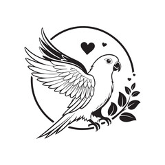 lovebird vector silhouette clip art logo design illustration. abstract bird collections.