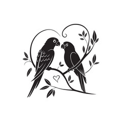 lovebird vector silhouette clip art logo design illustration. abstract bird collections.