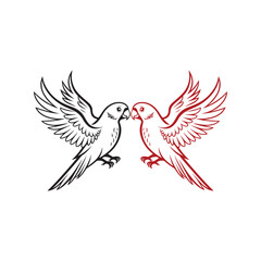 lovebird vector silhouette clip art logo design illustration. abstract bird collections.