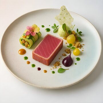 tuna fillet and vegetables served as a healthy gourmet meal