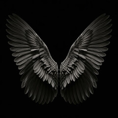 A pair of black feathered wings generative ai