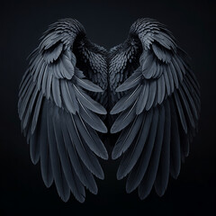 A pair of black feathered wings generative ai