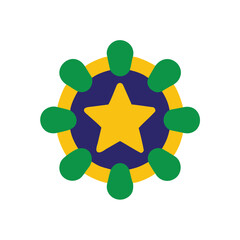 Brazil Flag Emblem with Star Green Shapes on a Proclamação da Republica yellow