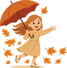 Kid Enjoying Fall Leaves