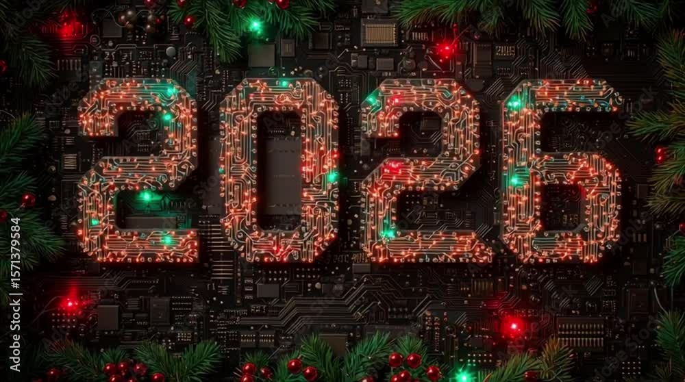 Poster futuristic circuit board pattern with glowing digital lines - abstract technology background for inn