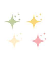 Set of Colorful Sparkling Star Icons