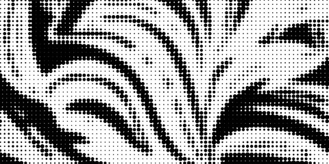 Bitmap pixelated grunge gradient texture. Black and white dither pattern wallpaper. Abstract glitchy pattern. 8 bit video game background. Wide raster backdrop. Retro pixel art Illustration. Vector