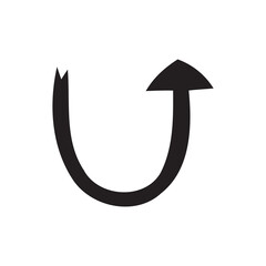 Hand-drawn Upward Arrow,  Circular Motion,  Dark Theme, Simple Design,  Modern Minimalist Style,  Growth Concept,  Progress Symbol,  Vector Illustration.