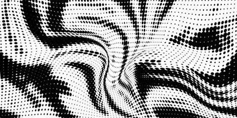 Bitmap pixelated grunge gradient texture. Black and white dither pattern wallpaper. Abstract glitchy pattern. 8 bit video game background. Wide raster backdrop. Retro pixel art Illustration. Vector