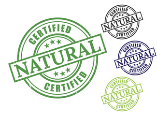 Certified Natural Stamp Vector Set, Organic Product Label