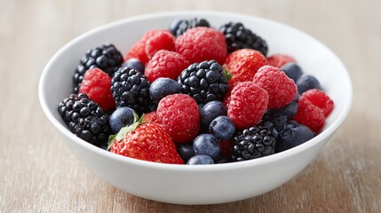 Bowl of mixed berries including blueberries and raspberries