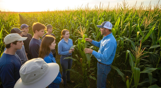 Agriculture Students Learning Corn Farming