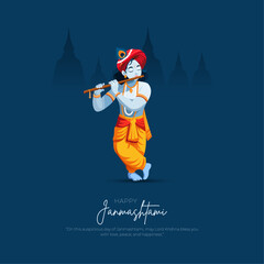 Khrishna Janmashtami Hindu festival, shree lord krishna birthday and Janmashtami background. vector illustration design.