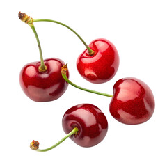 red cherry Top view isolated on transparent background