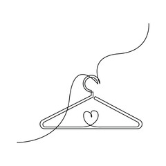 Vector One continuous line art drawing of clothe's hanger minimalist concept of Landry