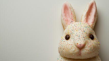 Easter celebration featuring a colorful bunny-shaped cake closeup vibrant festival atmosphere holiday treats and festive decorations