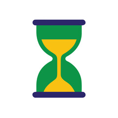 Green Yellow Hourglass with Blue Accents on Brazil Proclama&ccedil;&atilde;o da Republica time