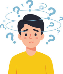 Dizzy boy overwhelmed by swirling questions