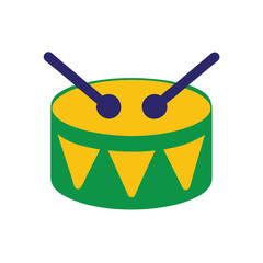 Green yellow drum with drumsticks Brazil colors for Proclamação da Republica celebration