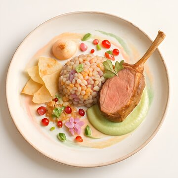 Grilled meat and vegetables on a dinner plate