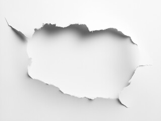 White Torn Paper Texture on White Background