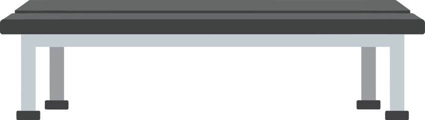 Obraz premium Modern gym bench with black cushion and metal legs isolated on white background for fitness training equipment