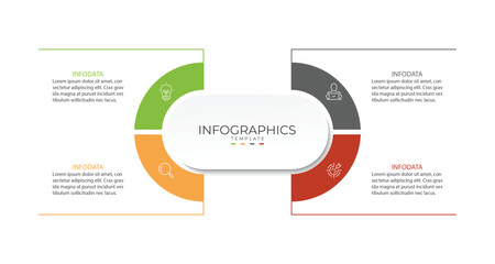 Business infographic template. 4 Step timeline journey. Process diagram, 4 options, Infographic elements vector illustration.	