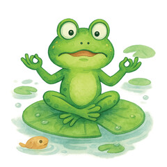 funny-frog-forky-forky-yoga-pose-on-lotus-leaf-watercolor