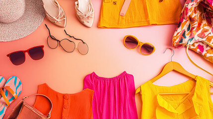 special offer of shopping department store discount and tax concept, adjusting interest rates, raising, returns on investments sale discounts multicolor pastel flatlay background